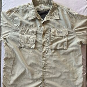 Natural Gear Mens Long Sleeve Casual Button-Down Shirt in Light Khaki